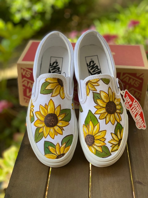 Custom Painted Sunflower Vans | Etsy