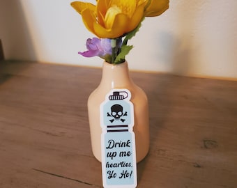 Drink up me hearties, yo ho! water bottle sticker, POTC sticker