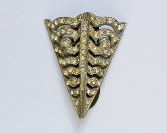 klassischer Art Deco Kleiderclip mit Strass eckig