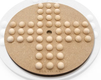 Wooden game with wooden balls, German Solitaire