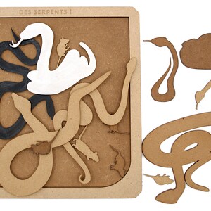 Wooden puzzle, snakes