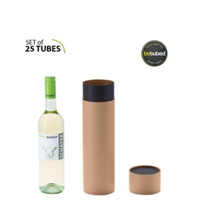 25 scatole di cartone - Tubi di carta 315 x 87 scatola regalo, confezione per bottiglie, confezione regalo rotonda per bottiglie di vino e liquori, 100% carta