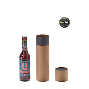 Scatola di cartone - Confezione regalo in tubo di carta, confezione per bottiglie, confezione regalo rotonda per bottiglia di birra da 330 ml Dimensioni interne 245 x 66 mm