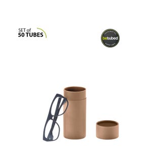 50 cajas de cartón - Tubos de papel 150x66 (60*) con brida: Caja de cartón kraft 1c ecológica, papel kraft reciclado, apto para alimentos