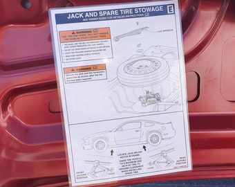 Ford Mustang S197 Spare Tire Jack Operation 3830 Instruction Sheet 5R3A-17A083-AB 5R3A17A083AB S197 replacement 5R3Z17A083AA 5R3Z17A083AA