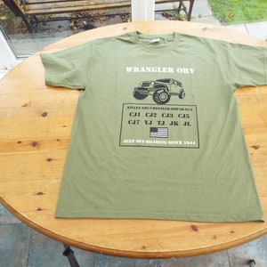 Wrangler T shirt CJ TJ JK willys, jl, jlu, jk, jku, cj1 cj2 cj3, cj4, cj5, cj7, yj, bantam 1944, 1984,1986,2000, 2005, 2008,2018,2023 image 4