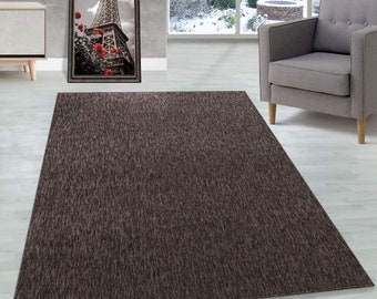 Teppich Kurzflor 4mm Florhöhe meliert glänzend Wohnzimmerteppich Heimbüro Braun