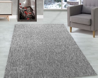 Teppich Kurzflor 4mm Florhöhe meliert glänzend Wohnzimmer Heimbüro Hellgrau