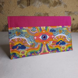 Porte chéquier imprimé psychédélique multicolore