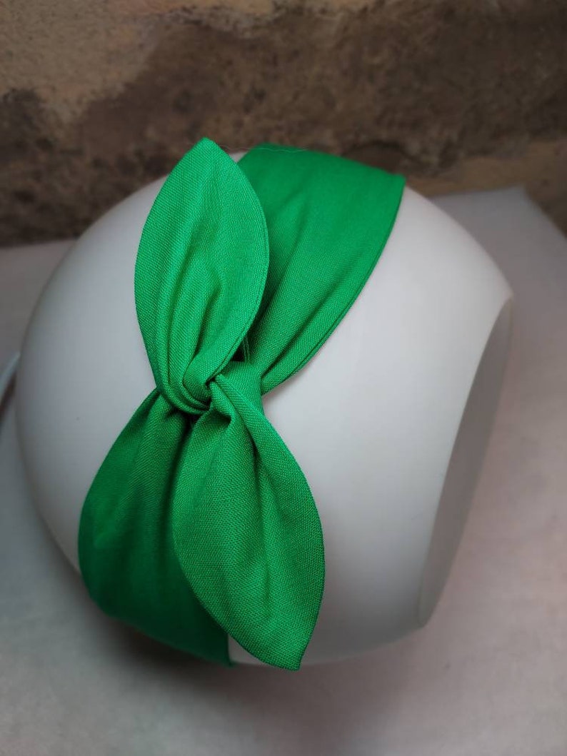 Bandeau cheveux twist headband fil de fer semi rigide vert uni image 4