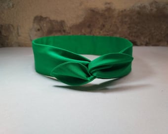Hairband twist headband semi-rigid wire green plain