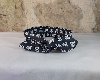 black and white wire headband with skulls