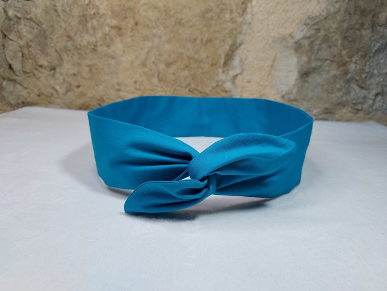 Bandeau cheveux headband pin up bleu canard uni image 2