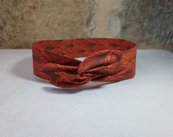 Bandeau cheveux headband fil de fer feuilles brique terra cota marron