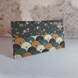 porte chéquier fleurs camel noir vert marron écru
