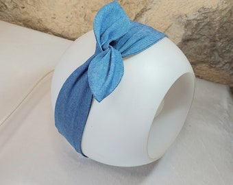 Bandeau cheveux headband fil de fer jean clair moyen