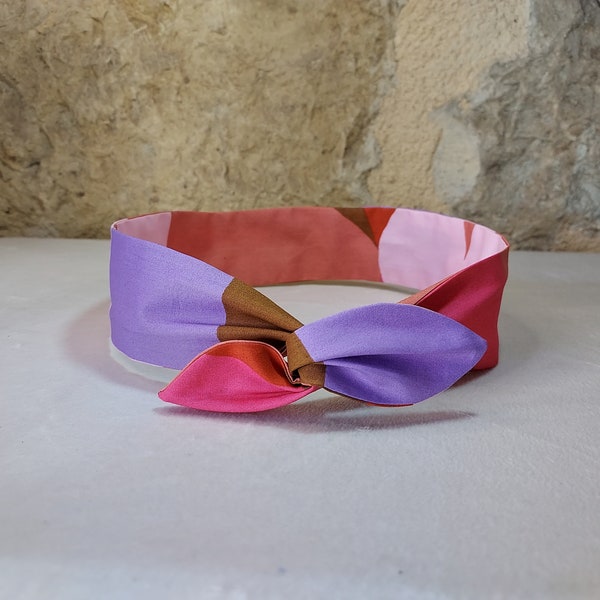 Bandeau cheveux headband fil de fer rose mauve marron