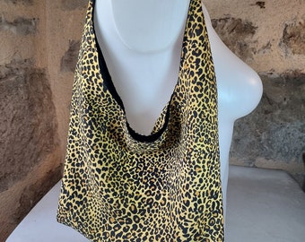 Small mustard black brown leopard shoulder bag