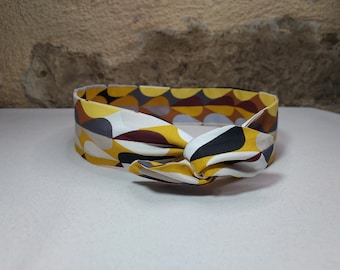 Hairband headband wire retro patterns yellow white black gray burgundy