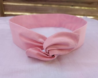 Bandeau cheveux twist headband fil de fer semi rigide  rose clair uni