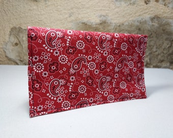 Porte chéquier imprimé bandana rouge