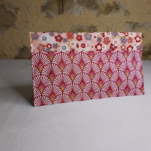 porte chéquier fleurs et motifs japonais rose violine prune doré