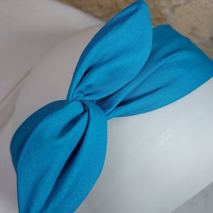 Bandeau cheveux headband pin up bleu canard uni image 3