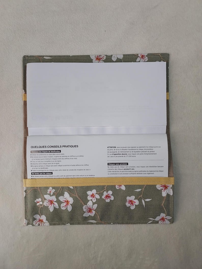 Checkbook Wallet Pattern Checkbook Holder With Cherry Blossoms and Japanese Patterns, Beige and ...