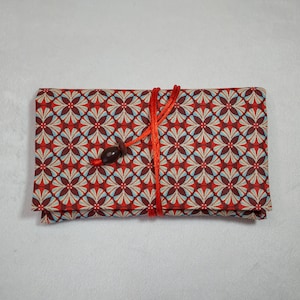 Blague à tabac motifs ethniques rouge bordeaux écru bleu