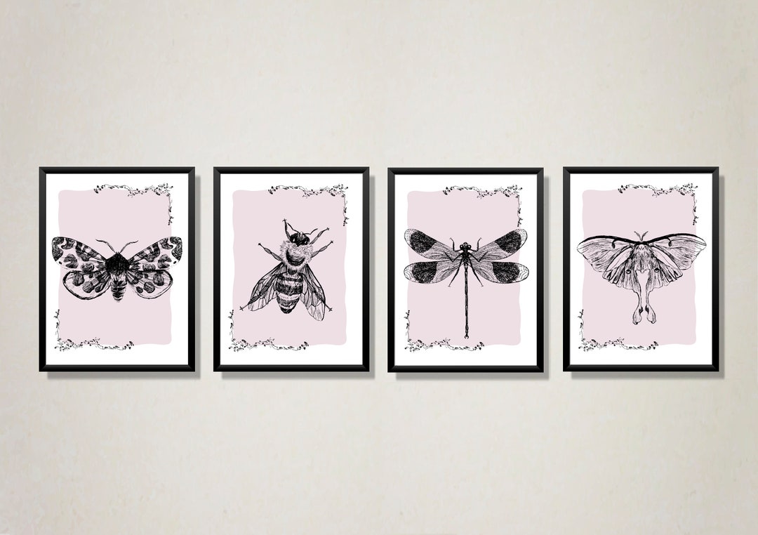 Set of 4 Entomological Inspired Wall Art Prints - Digital Download - Etsy