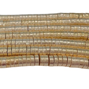6 mm Gold Short Barrel Drum  - 14k Brushed Gold 6mm Tube Bead - 6 mm Gold half Barrel Spacer Accent Bead, cylinder