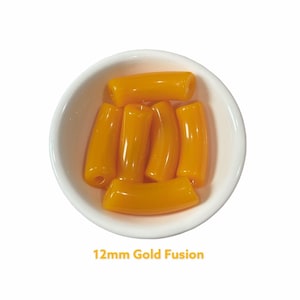 12mm Yellow Gold Fusion - Fall - Acrylic Beads, 10mm (12mm) Curved Tube Beads, Resin ,Bracelet Bangle Tube Bead Waterproof Bangle