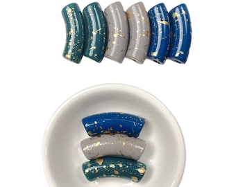 Gold Paint Splatter Acrylic Tube Beads: Curved Resin Bracelet (11.2mm)