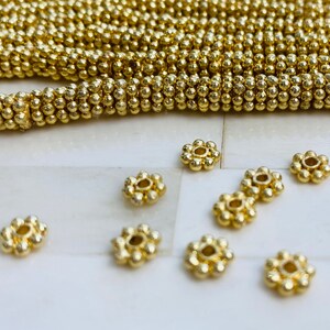 Brushed Gold Daisy Bead: 10mm Disc Spacer Bead image 1