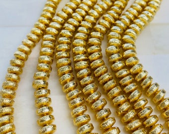 14k Gold Plated Heishi Beads: 6mm Brushed Rondelle Spacer
