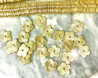 Flower 14k Gold Plated Heishi Beads - Brushed Disc Spacer (6mm)