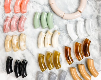 Perles tubulaires en bambou acrylique : Perles en résine incurvées de 12 mm pour bracelets