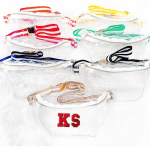 Clear Fanny Pack - Transparent Stadium Bag - Game Day Belt Bag - Concert Bag -Womens DIY Customizable With Glitter Varsity Letter Patches