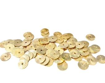 8mm Brushed 14k Gold Plated Heishi Beads: Disc Spacer Accent Bead