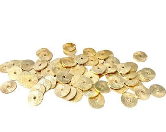 Brushed Gold Heishi Beads: 6mm 14K Gold Plated Disc Spacer
