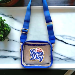 Royal Blue  Stadium Purse - Game Day Bag- Stadium Bag- Football Purse- Transparent Bags -Crossbody Sports stadium clear bag  - UF UK