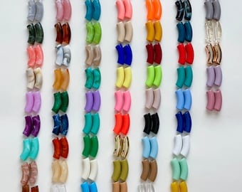10mm Large Acrylic Bamboo Beads, 12mm Curved Tube Beads, Resin 11 mm x 35mm, Bamboo Bracelet Bangle ACRYLIC TUBE BEAD