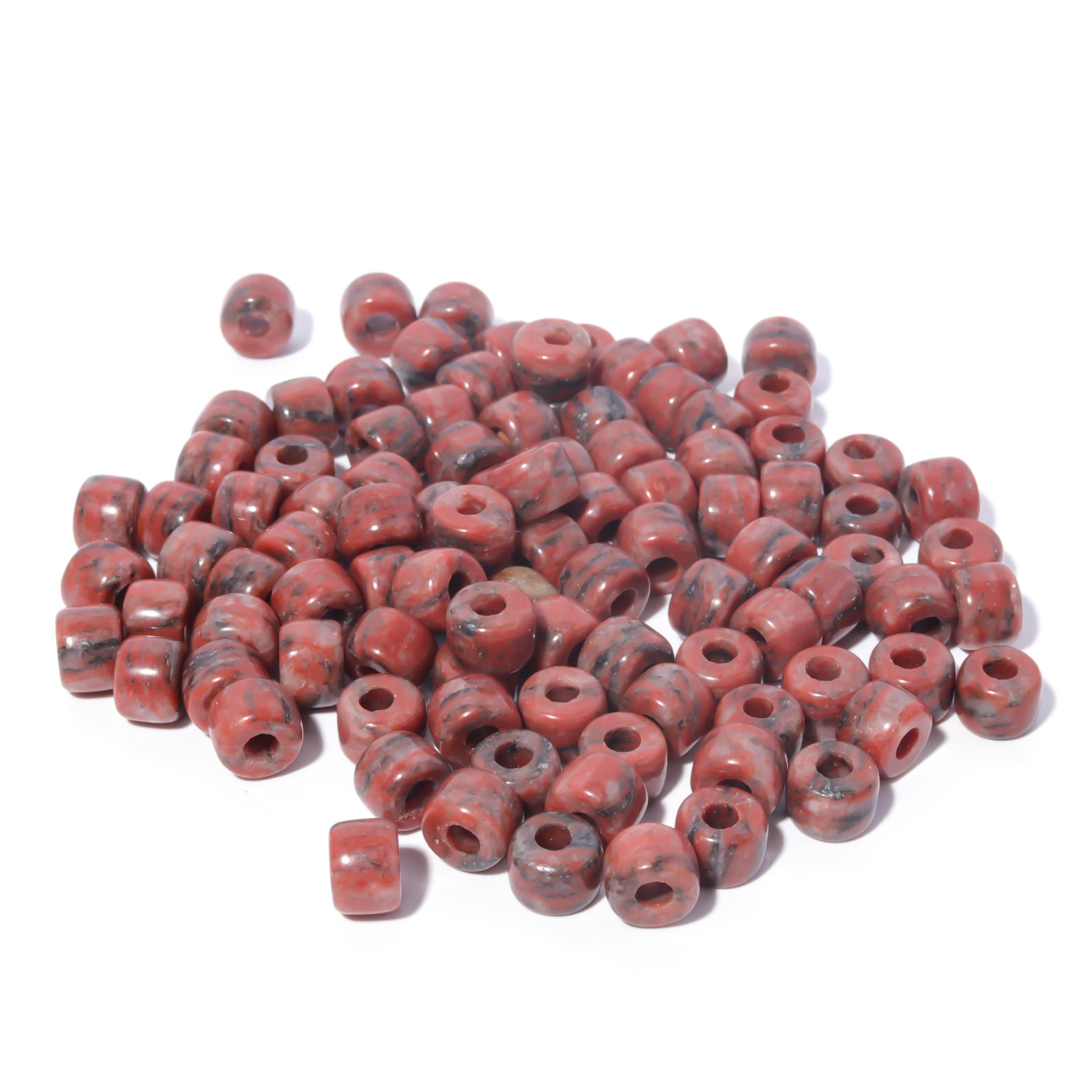 Rust Gemstone Beads- #18- 20 Beads- 8mm x 6mm- Lurex Cord Bracelet