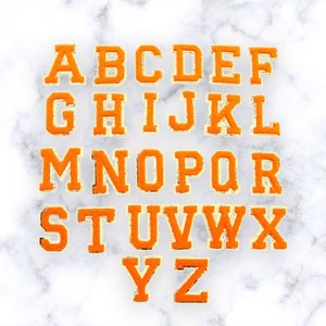 3.2 Inch Orange Chenille Letters, Iron on Chenille Letters, Iron
