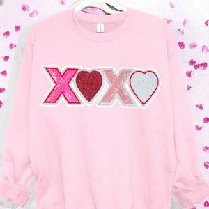Xoxo -Parche de lentejuelas- Hierro encendido- Solo parche - Día de San Valentín DIY Parche Glitter Varsity sudadera diy - Camisa