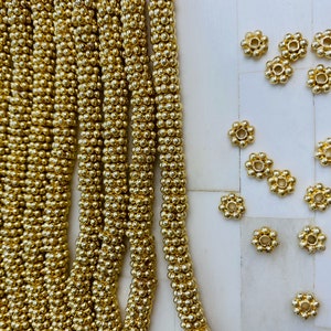 14k 8mm Daisy Brushed Gold Daisy Bead 8mm Gold Disc Spacer Accent Bead ...