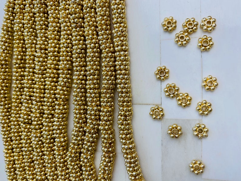 Brushed Gold Daisy Bead: 10mm Disc Spacer Bead image 4