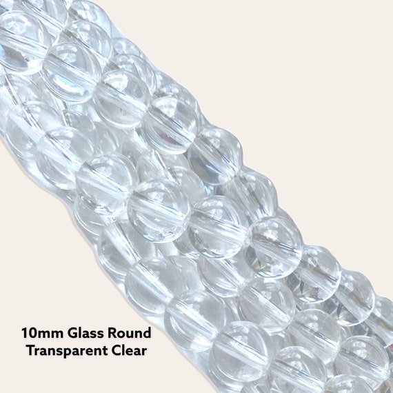 10mm Clear Transparent glass beads, round beads, clear pinkbeads strand, spring Easter beads  transparent glass beads, clear beads smooth