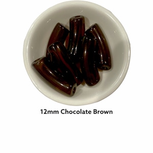 12mm Brown- Fall - Chocolate Brown - Acrylic Beads, 10mm (12mm) Curved Tube Beads, Resin ,Bracelet Bangle Tube Bead Waterproof Bangle