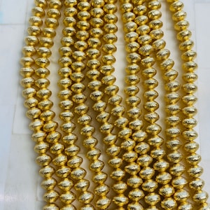 14k Brushed Gold 6mm Saucer Heishi Bead - 6mm Gold Disc Spacer Accent Bead